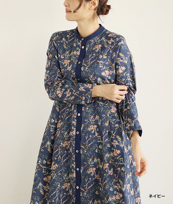 コットンビエラフラワーワンピースl 40代・50代からの婦人服