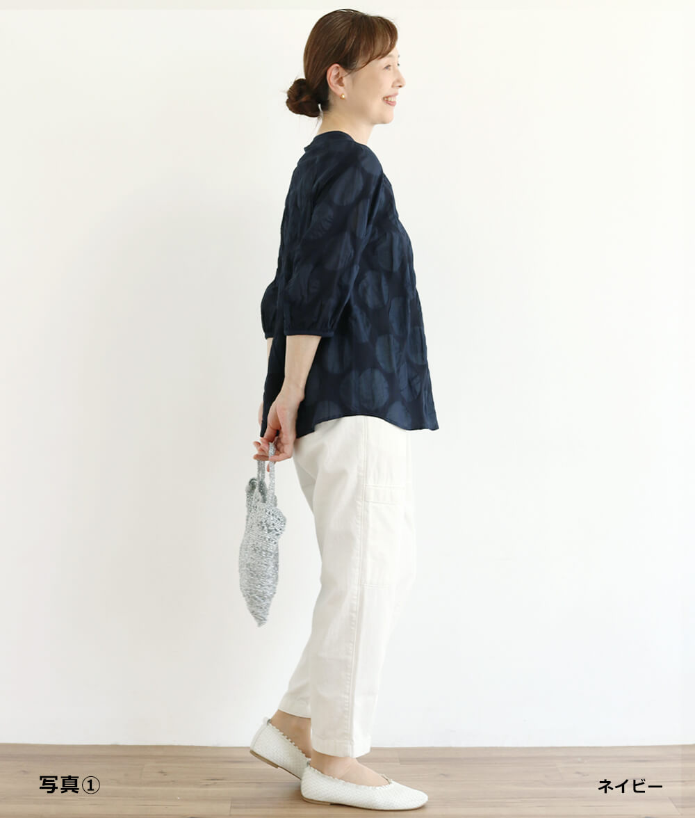 【SALE20%OFF】塩縮ドットブラウス