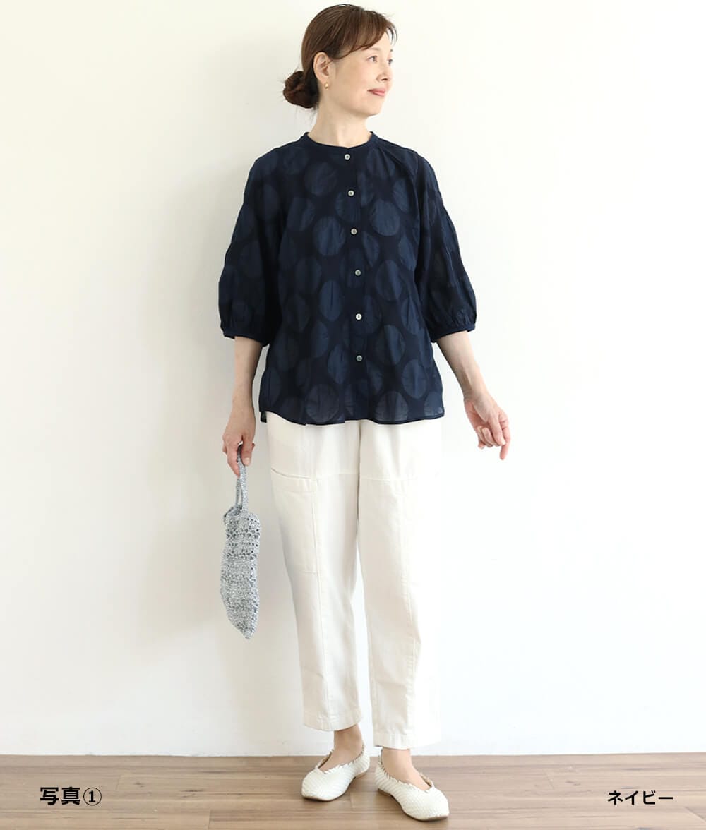 【SALE20%OFF】塩縮ドットブラウス