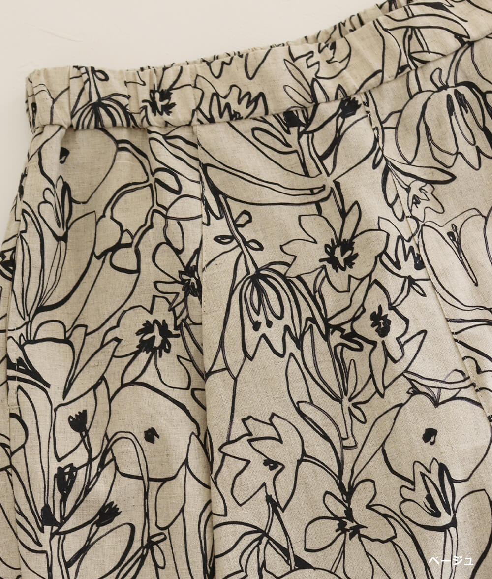 【SALE20%OFF】綿＆麻パンツ(線の花)