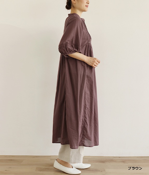 月*様 ワンダフルワールド ワンピース ピンタック ピコフリル 生成り くらはしれいコラボ】クロネコPTピンタックフリルワンピース くらはしれい