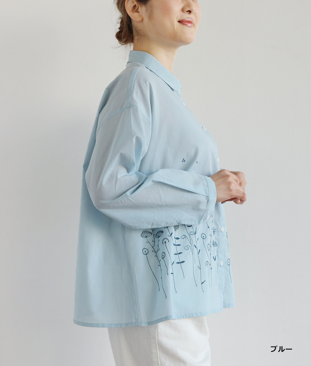 草花刺繍ブラウス前開きl 50代・60代からの婦人服 オルウェイズ公式
