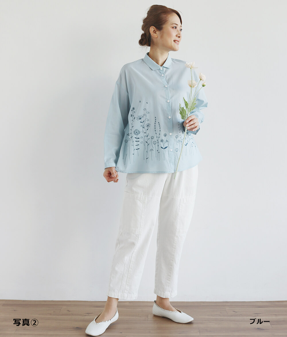 草花刺繍ブラウス前開きl 50代・60代からの婦人服 オルウェイズ公式