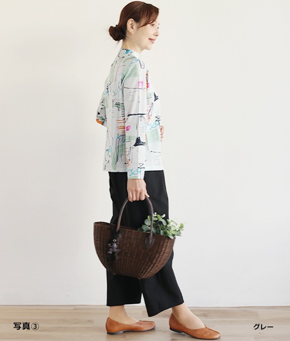 お値下げ》オーリンOlinボートウエア らくがきプリントプルオーバー l 50代・60代からの婦人服 オルウェイズ