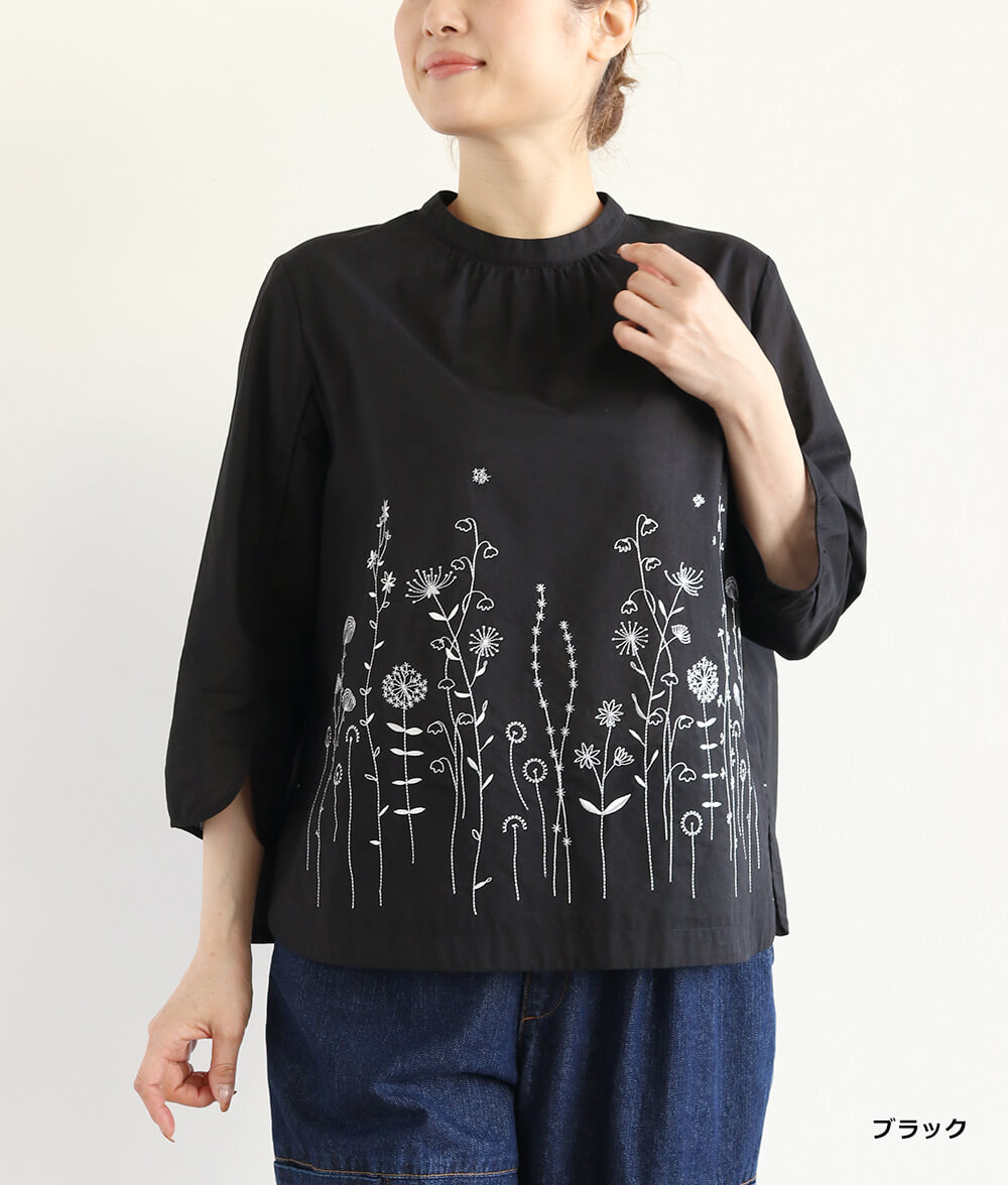 草花刺繍ブラウスかぶり