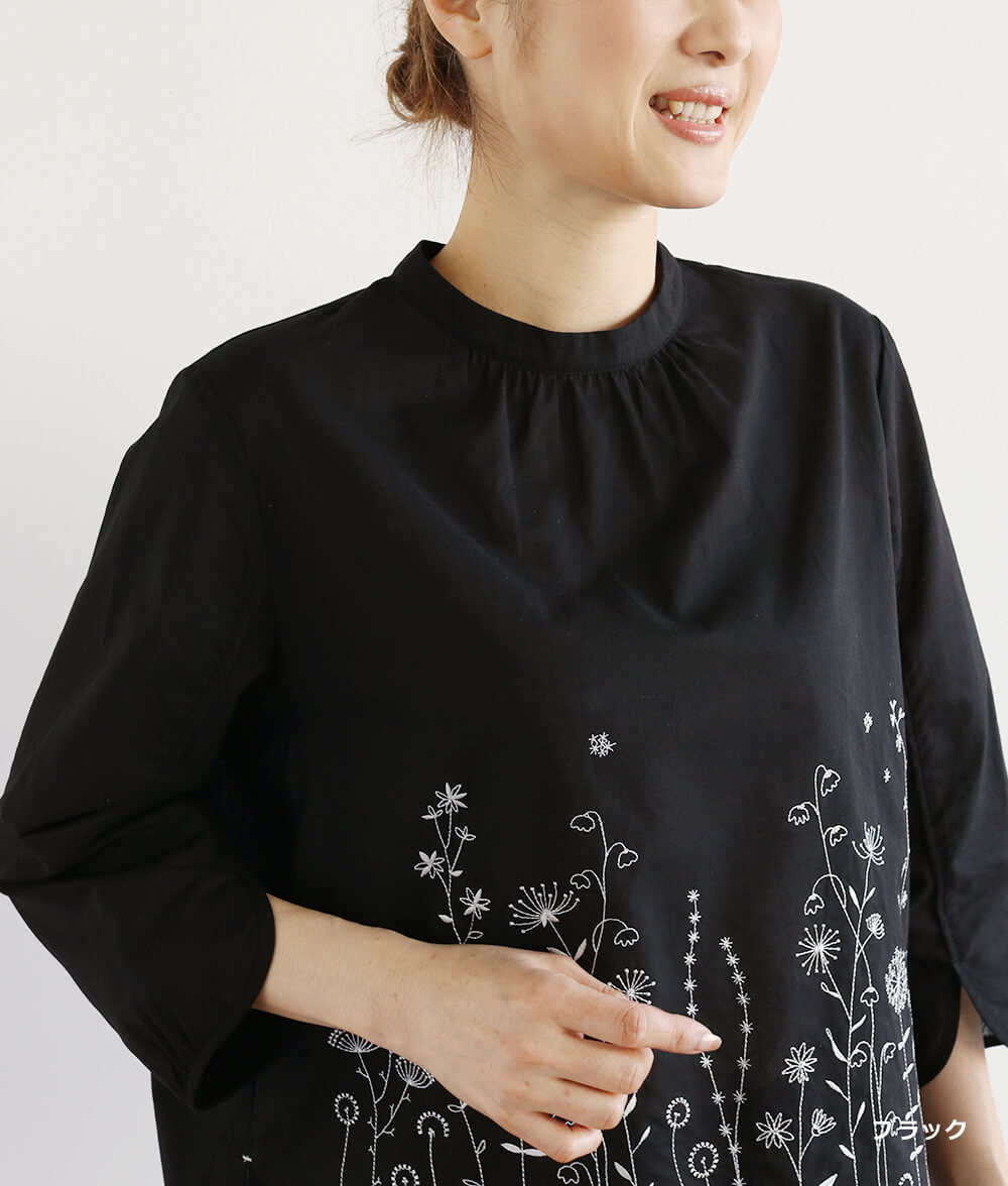 草花刺繍ブラウスかぶり