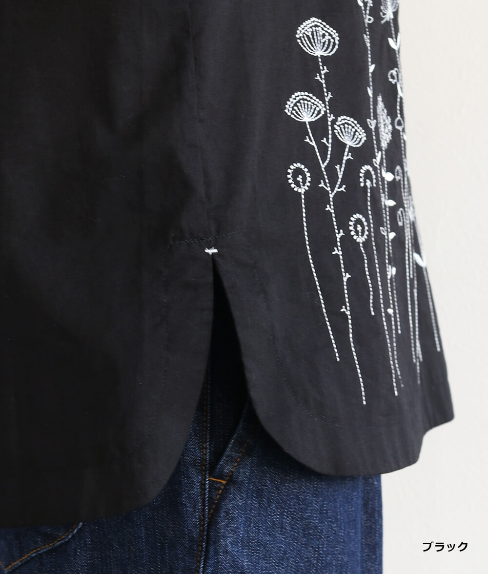 草花刺繍ブラウスかぶり