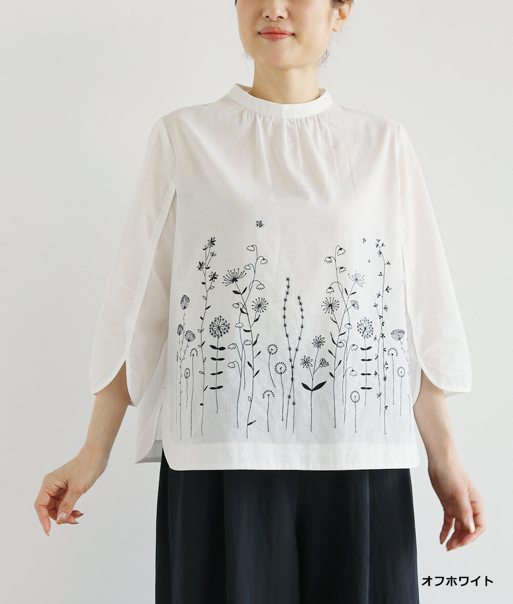 草花刺繍ブラウスかぶり