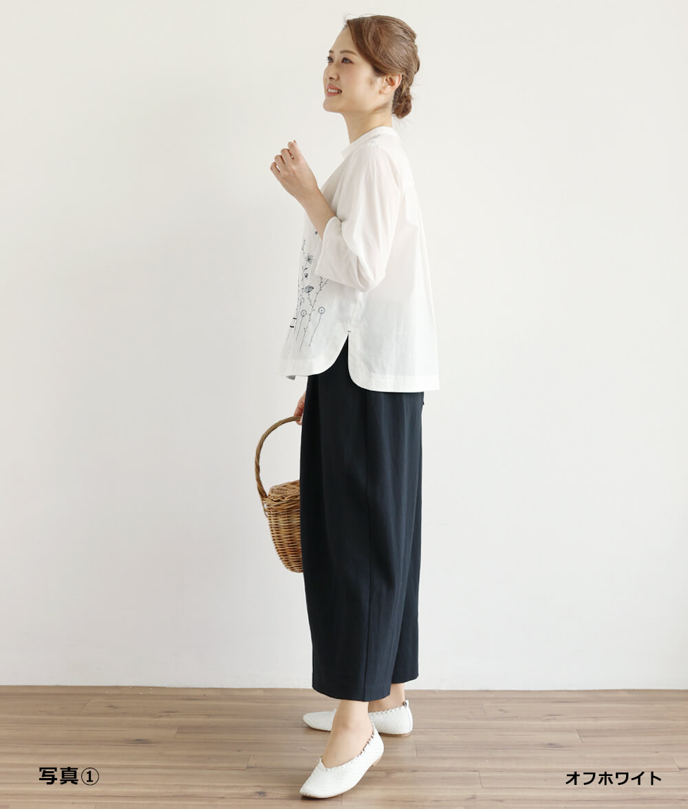 草花刺繍ブラウスかぶり