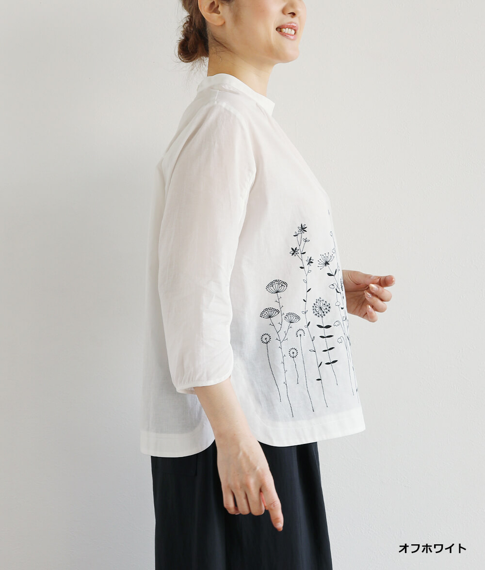 草花刺繍ブラウスかぶり
