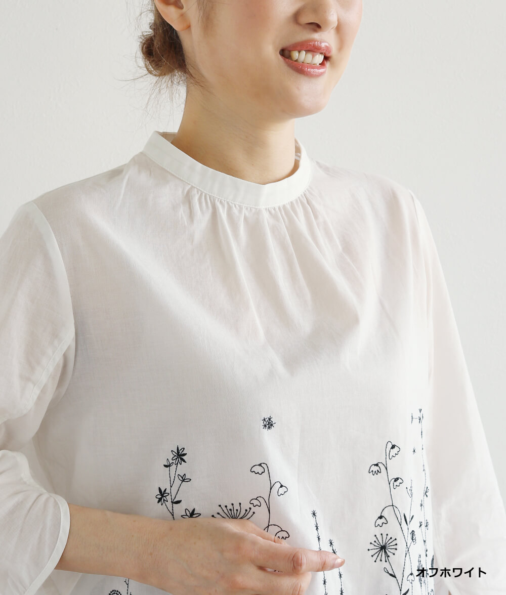 草花刺繍ブラウスかぶり