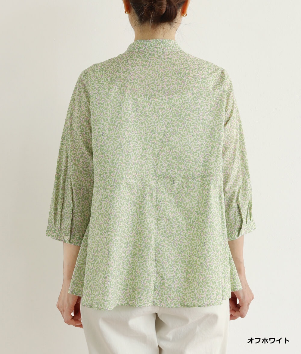 【SALE20%OFF】リーフ柄フレアーブラウス