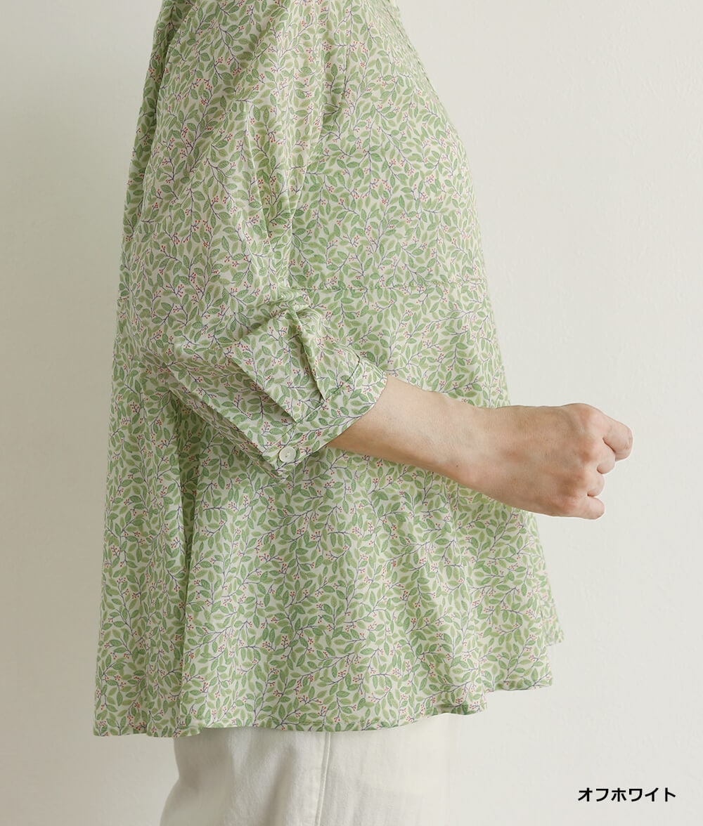 【SALE20%OFF】リーフ柄フレアーブラウス