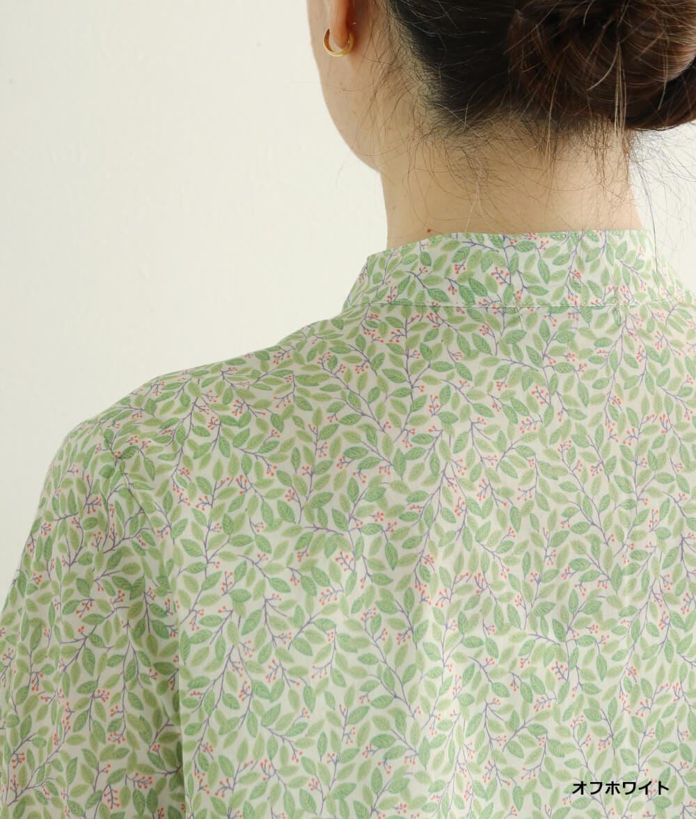 【SALE20%OFF】リーフ柄フレアーブラウス