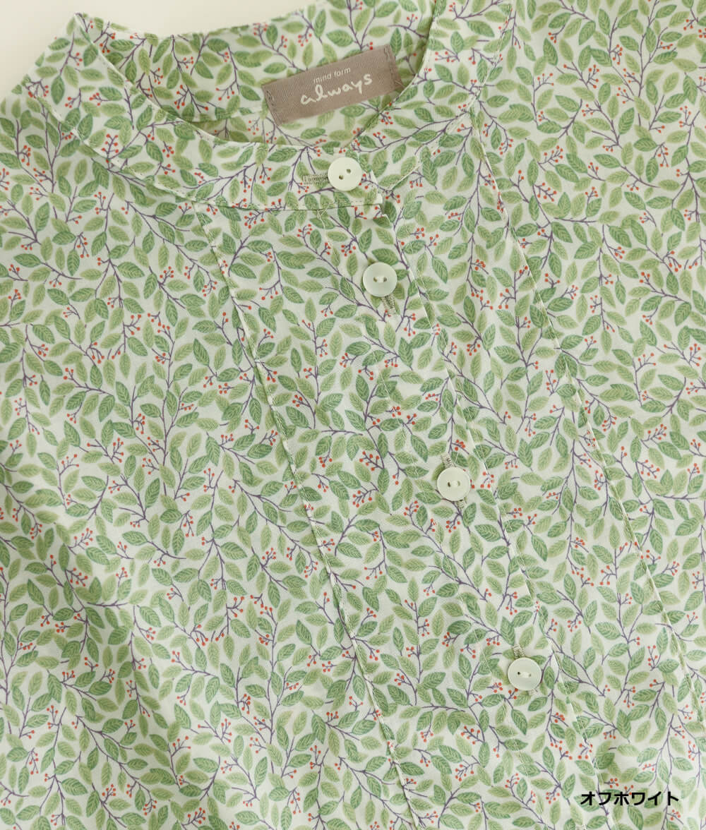 【SALE20%OFF】リーフ柄フレアーブラウス