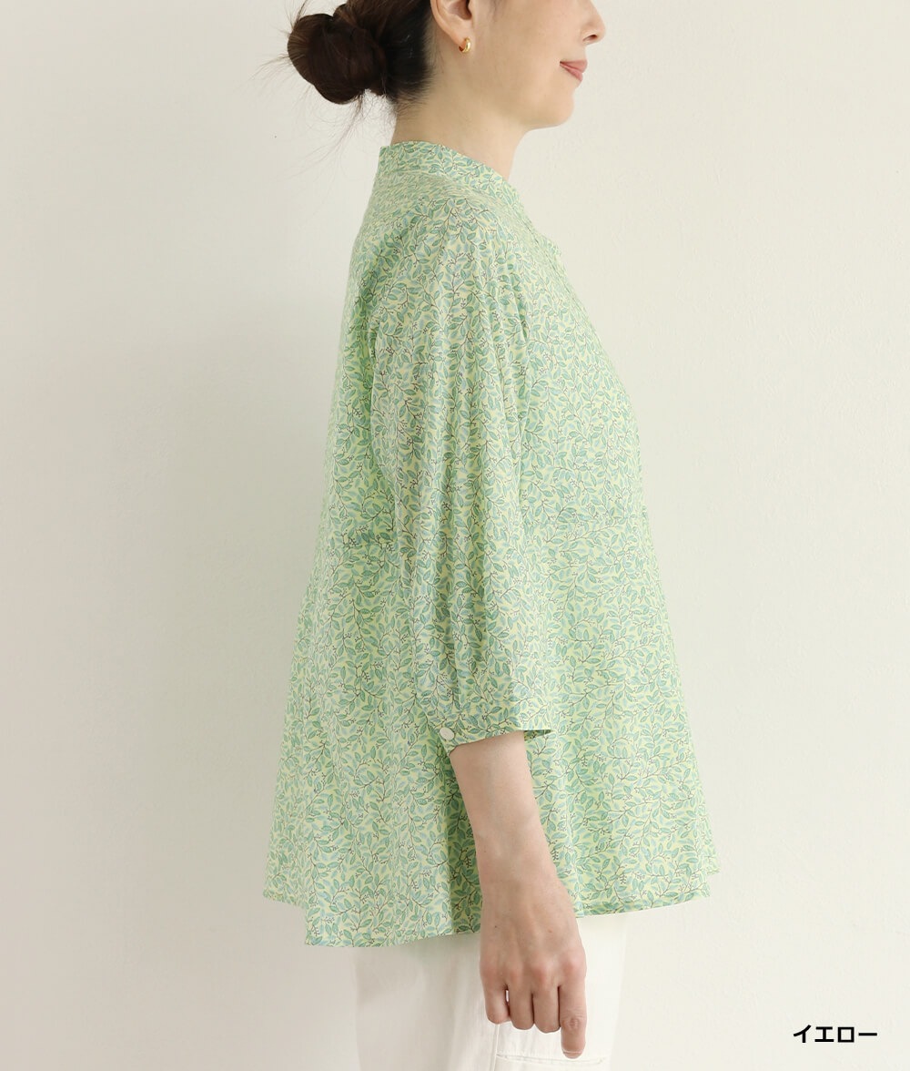 【SALE20%OFF】リーフ柄フレアーブラウス