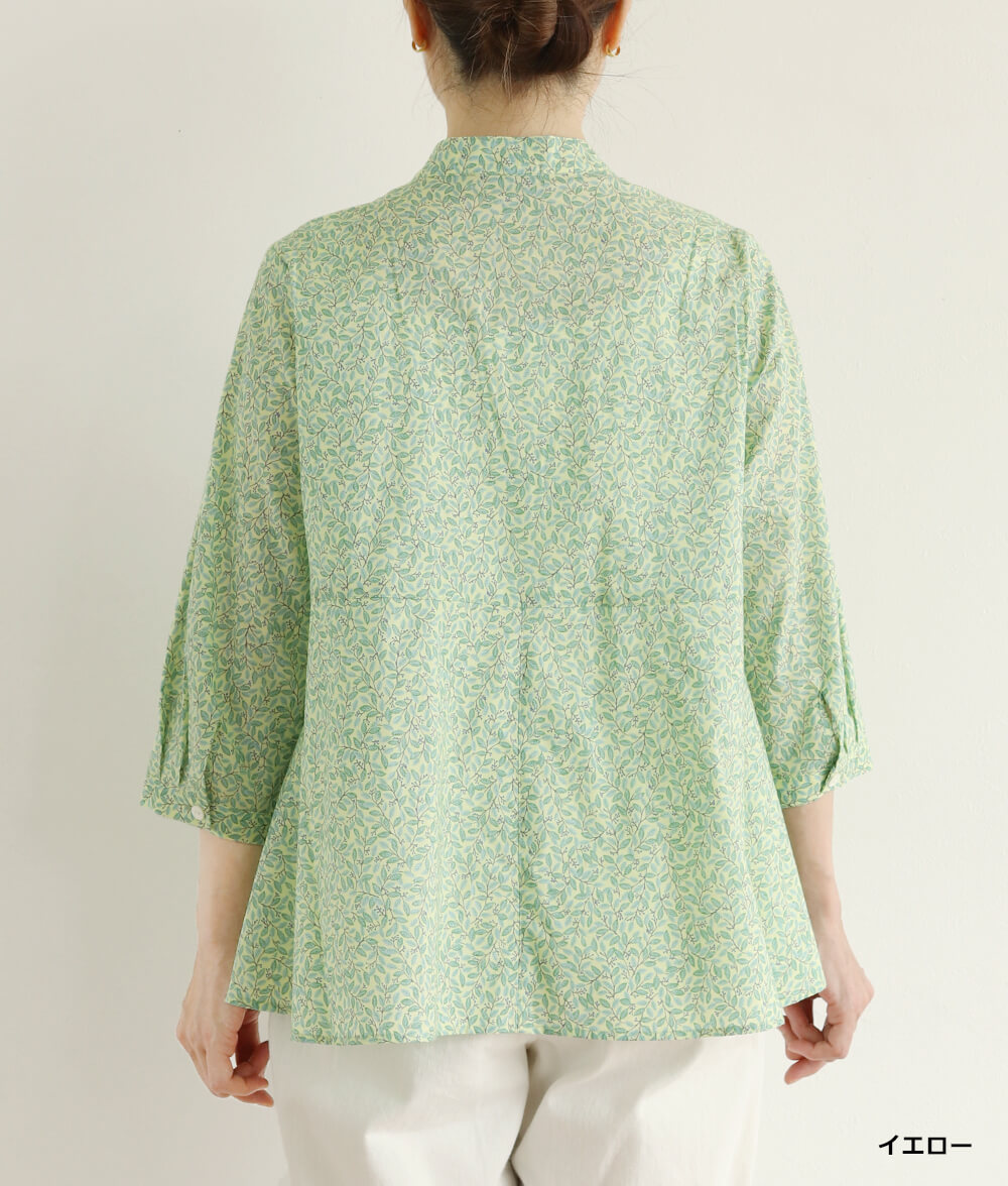 【SALE20%OFF】リーフ柄フレアーブラウス