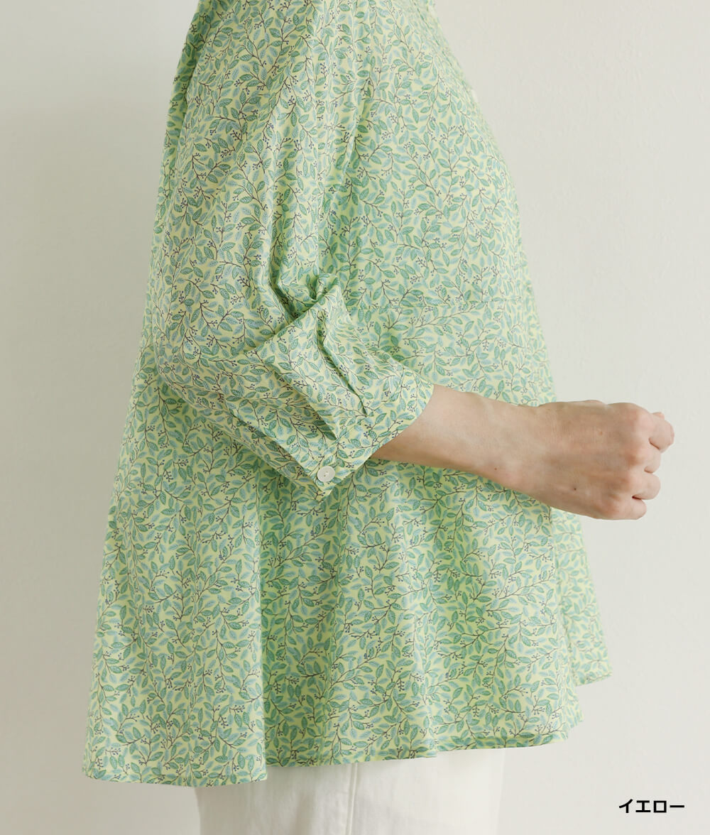 【SALE20%OFF】リーフ柄フレアーブラウス