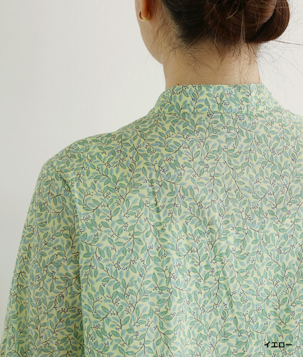【SALE20%OFF】リーフ柄フレアーブラウス