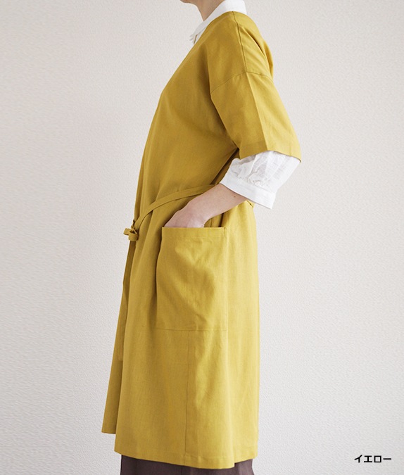 綿麻五分袖2way割烹着