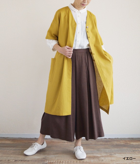 綿麻五分袖2way割烹着