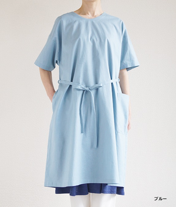 綿麻五分袖2way割烹着