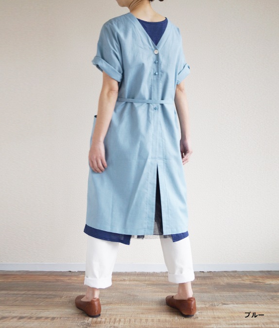 綿麻五分袖2way割烹着 l 40代・50代からの婦人服 オルウェイズ公式通販