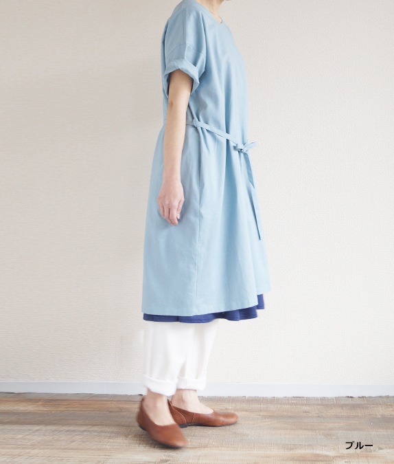 綿麻五分袖2way割烹着