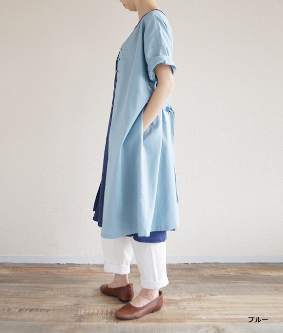 綿麻五分袖2way割烹着 l 40代・50代からの婦人服 オルウェイズ公式通販