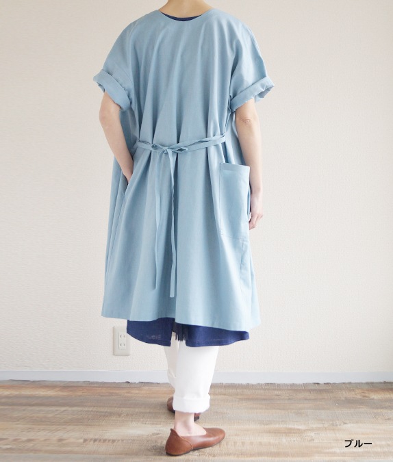 綿麻五分袖2way割烹着