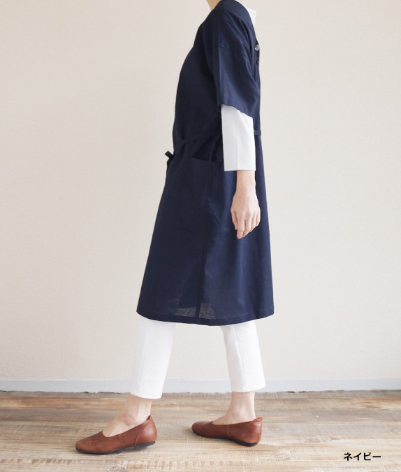 綿麻五分袖2way割烹着 l 40代・50代からの婦人服 オルウェイズ公式通販