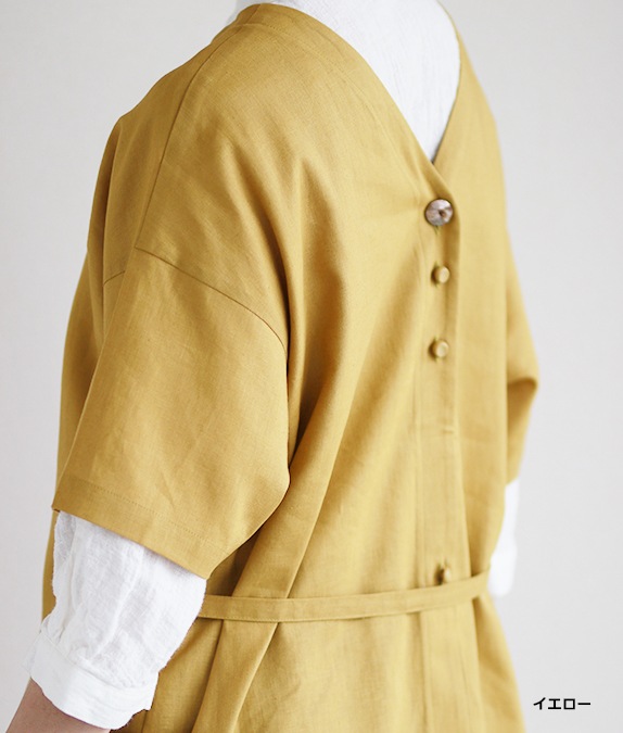 綿麻五分袖2way割烹着