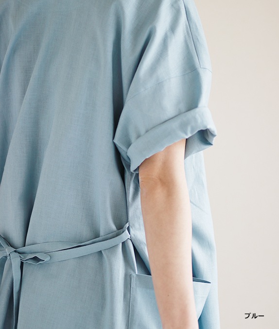 綿麻五分袖2way割烹着