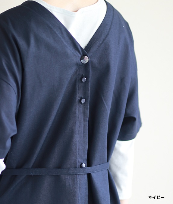 綿麻五分袖2way割烹着 l 40代・50代からの婦人服 オルウェイズ