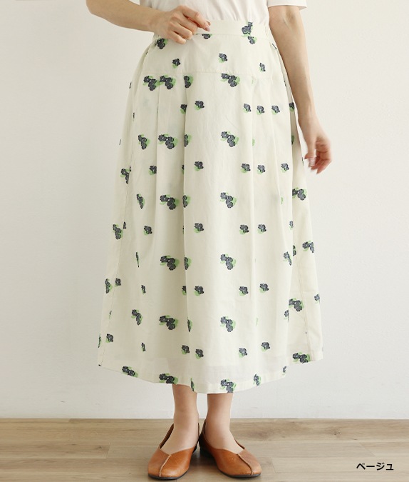 【SALE50%OFF】フラワージャカードタックスカート