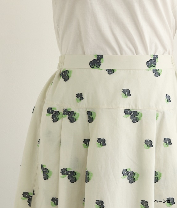 【SALE50%OFF】フラワージャカードタックスカート