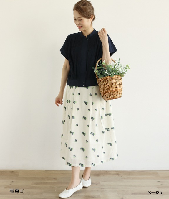 【SALE50%OFF】フラワージャカードタックスカート