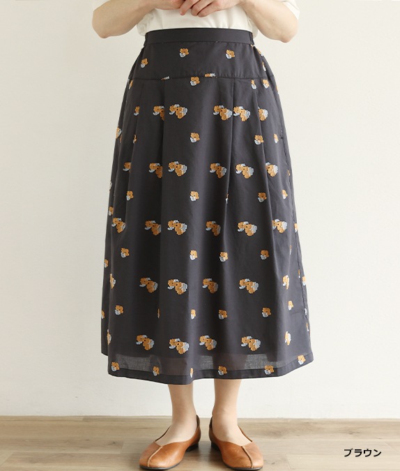 【SALE50%OFF】フラワージャカードタックスカート