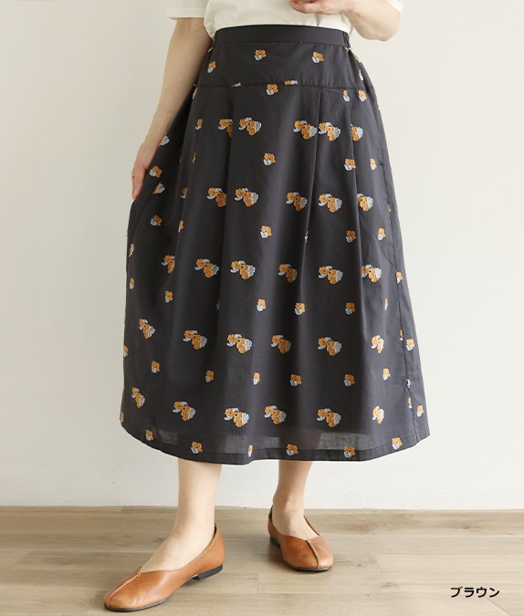 【SALE50%OFF】フラワージャカードタックスカート