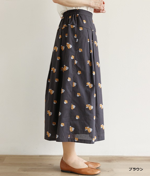 【SALE50%OFF】フラワージャカードタックスカート