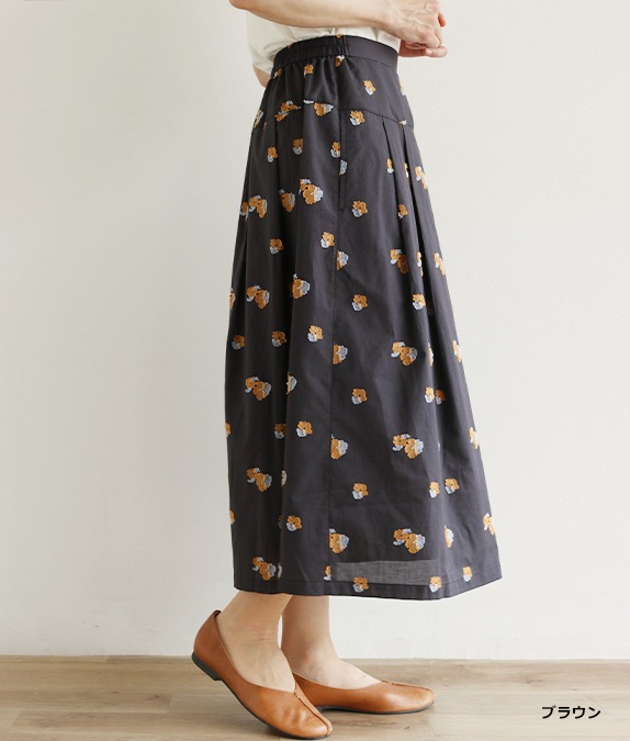 【SALE50%OFF】フラワージャカードタックスカート