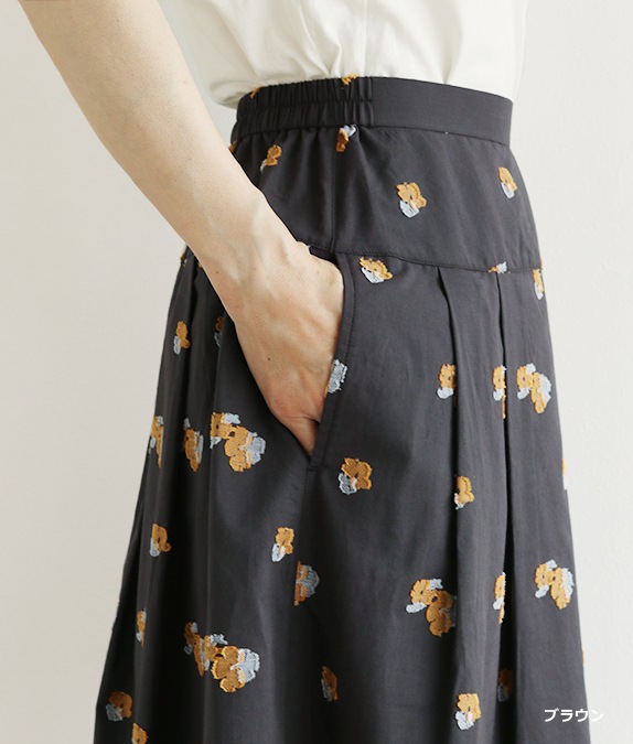 【SALE50%OFF】フラワージャカードタックスカート