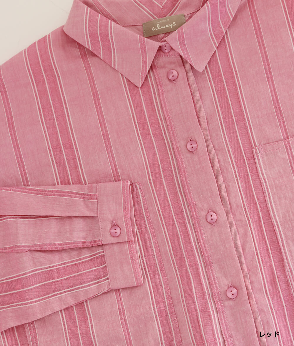 コットンドビーストライプブラウス