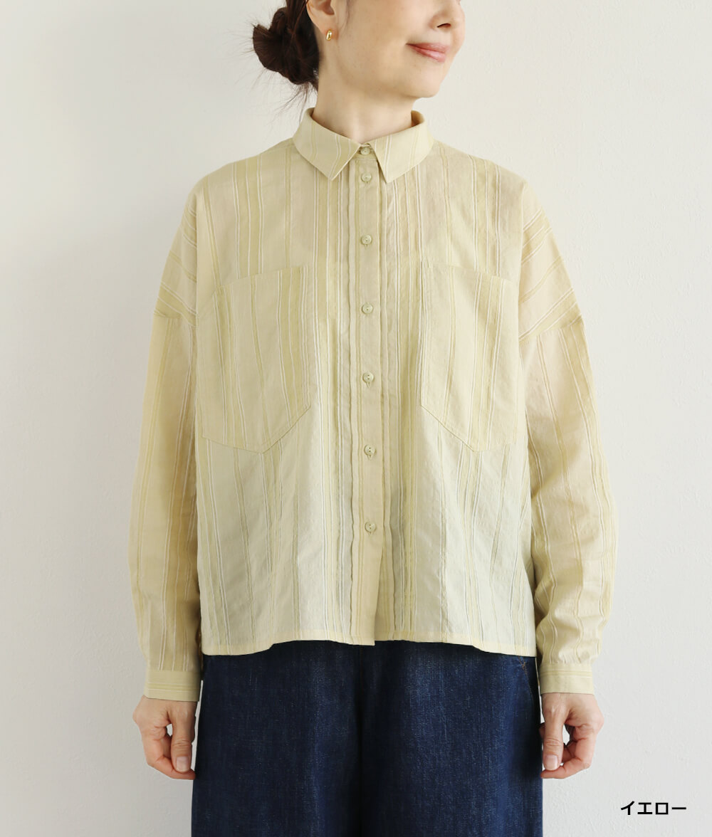 コットンドビーストライプブラウス