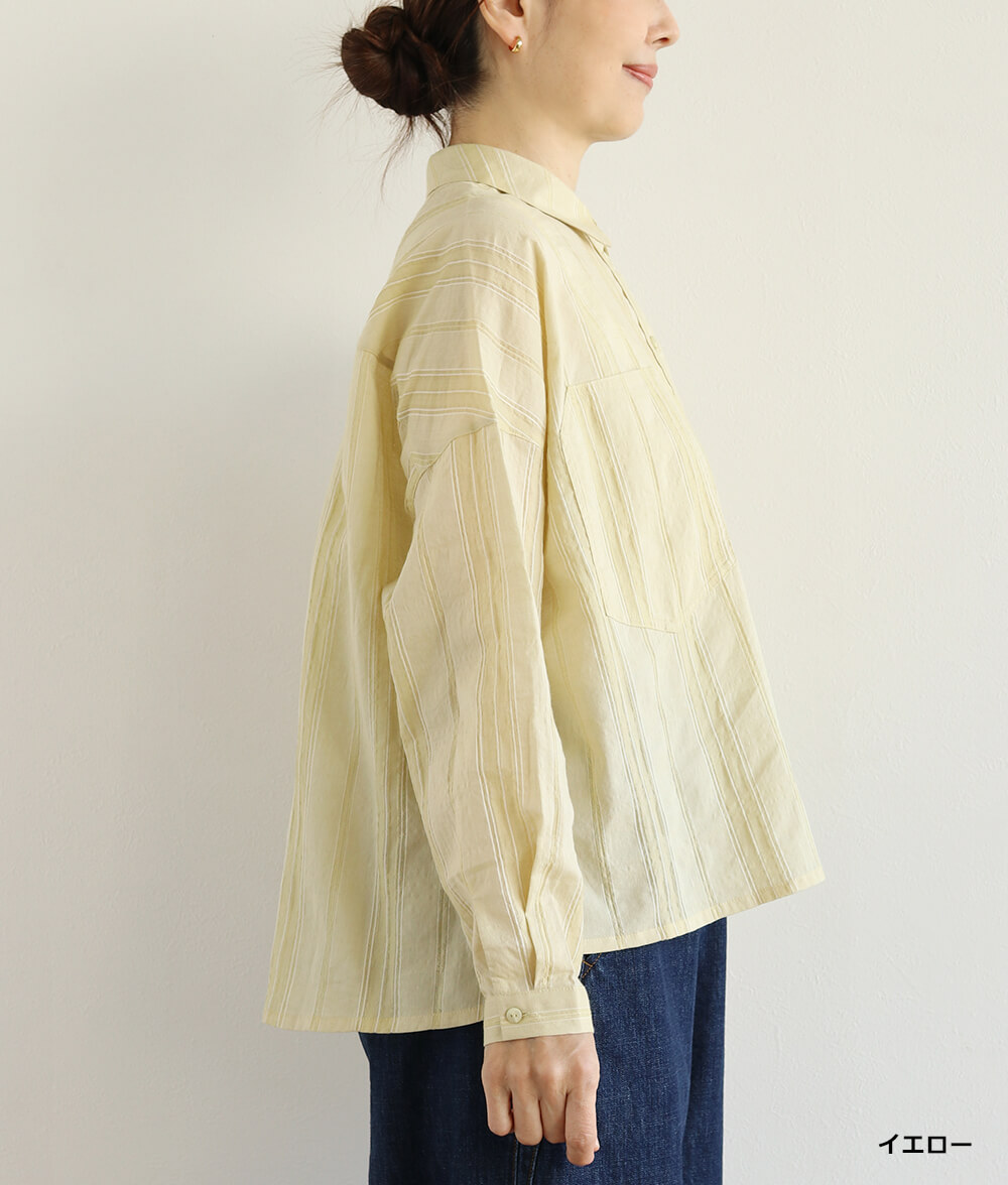 コットンドビーストライプブラウス