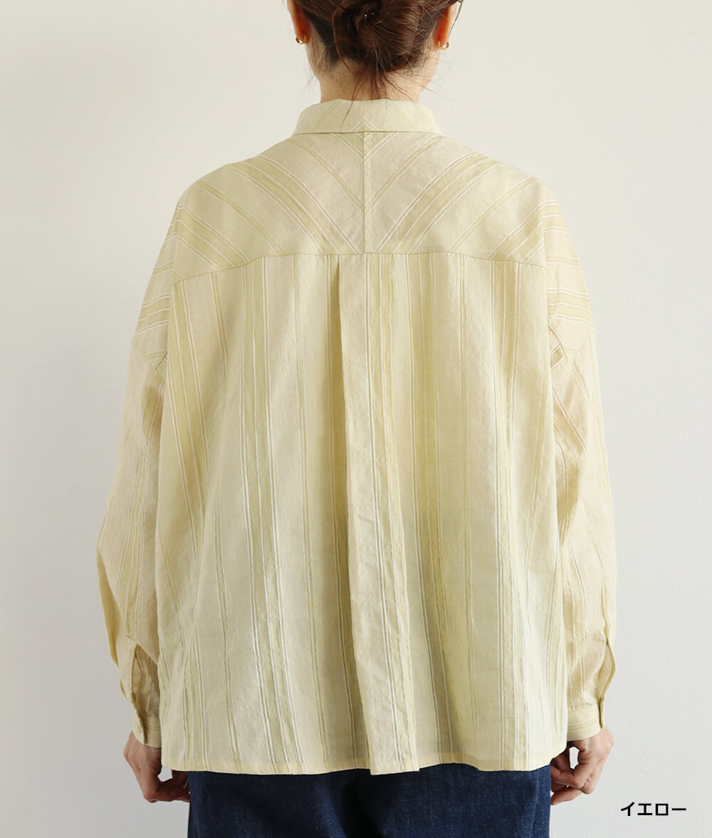 コットンドビーストライプブラウス