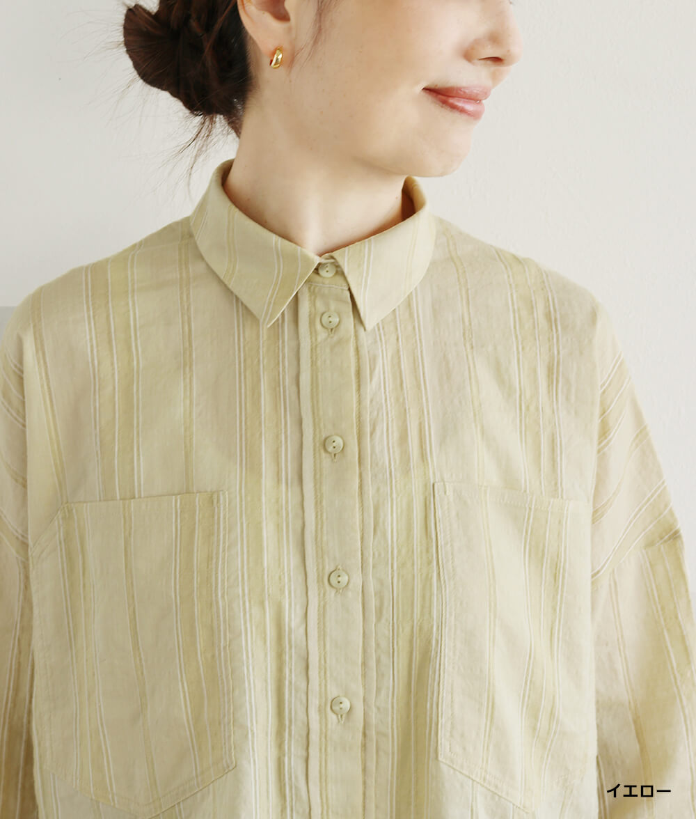 コットンドビーストライプブラウス