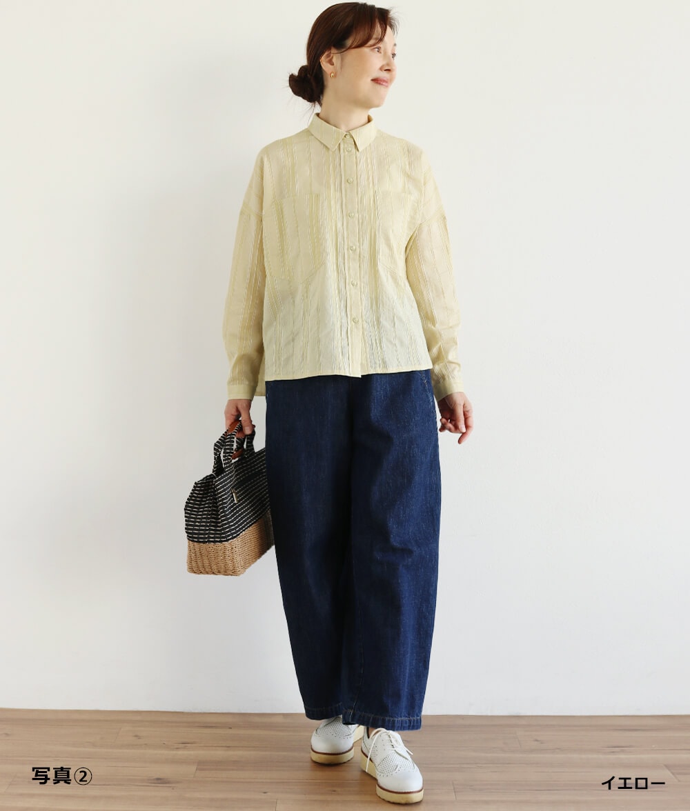 コットンドビーストライプブラウス