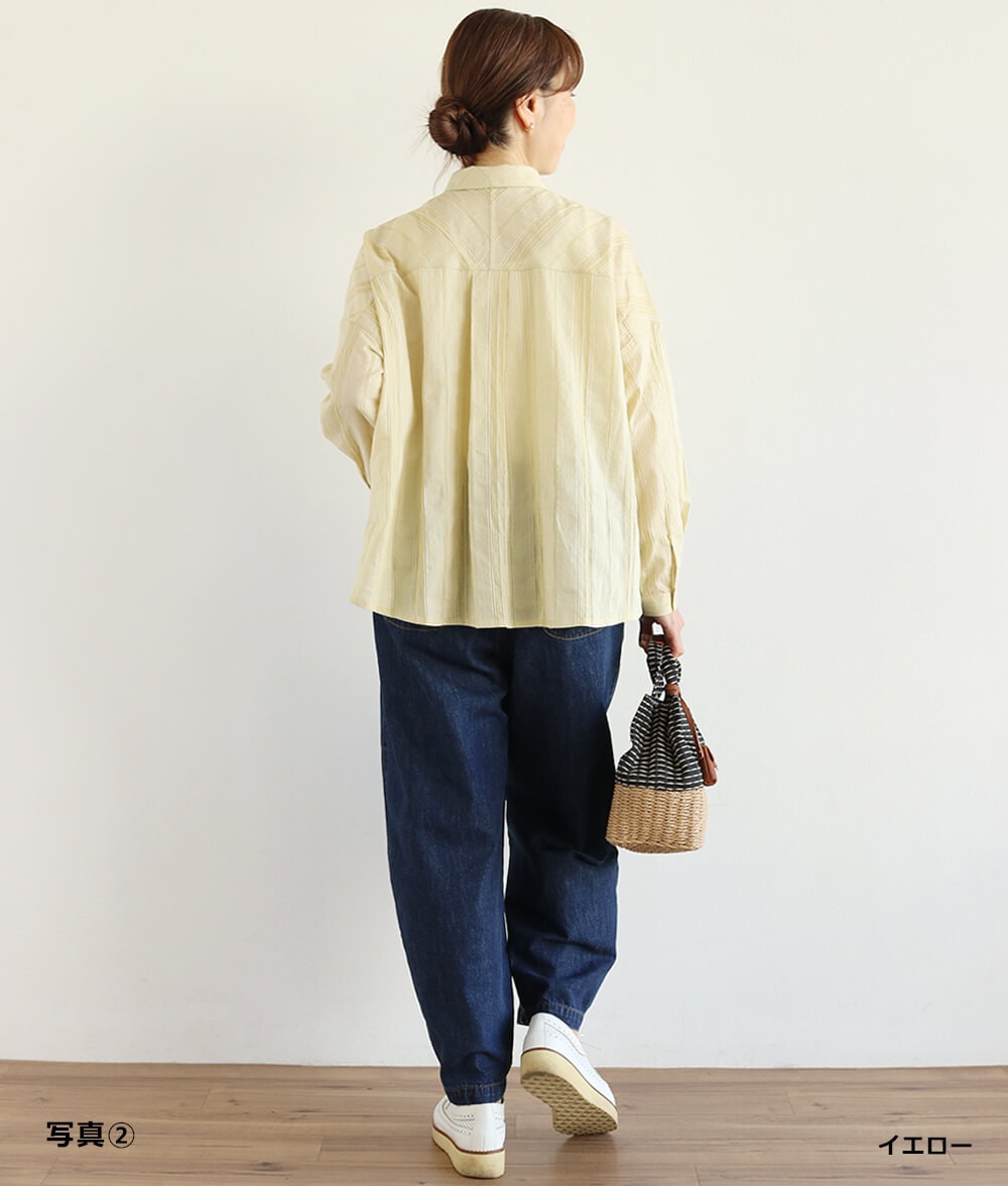 コットンドビーストライプブラウス