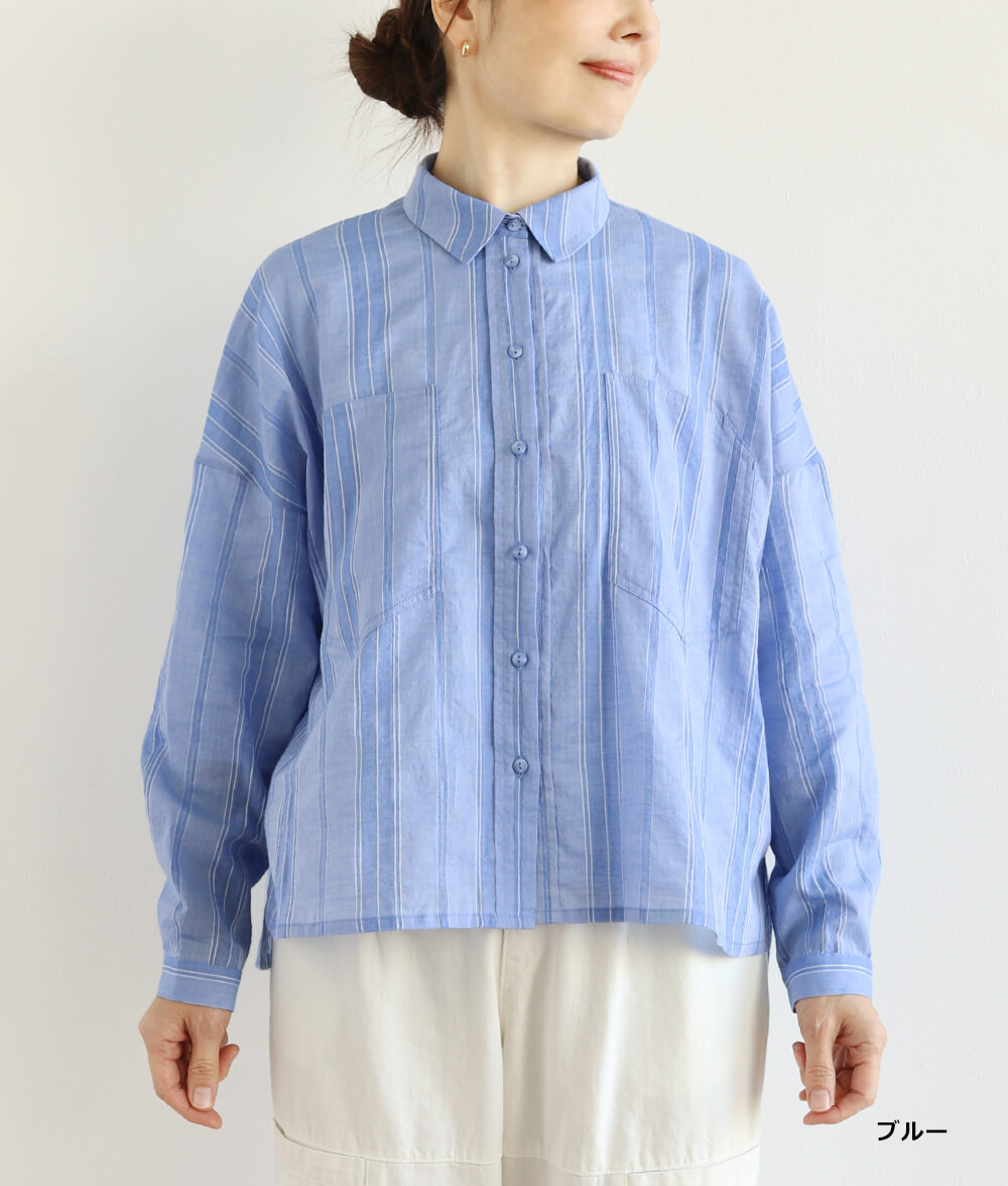 コットンドビーストライプブラウス